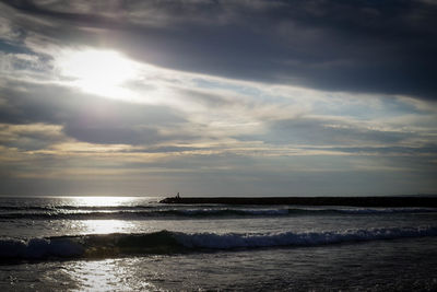 Scenic view of sea against sky during sunset