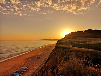 Scenic view of sea against sky during sunset