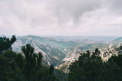 Panoramic view of landscape and mountains against sky