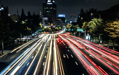 Traffic on road at night