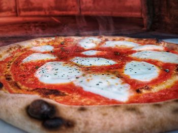 High angle view of pizza