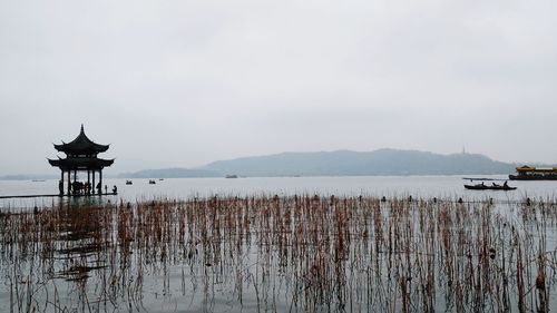 Scenic view of lake against sky