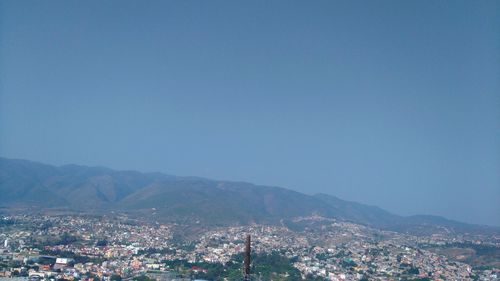 Cityscape against clear sky