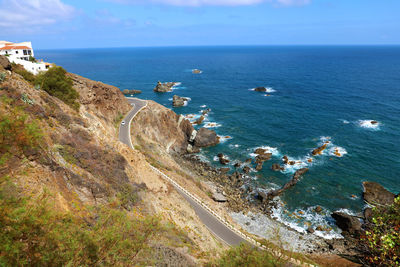 High angle view of beach against sky