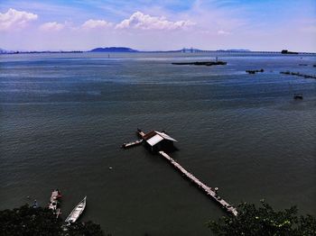 High angle view of sea against sky