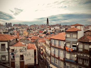 High angle view of townscape against sky