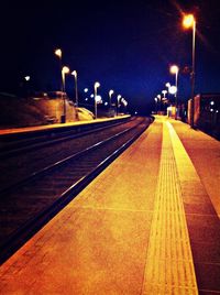 Railroad track at night