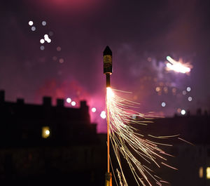 Close-up of firework at night