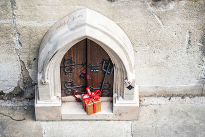 Closed door of old building