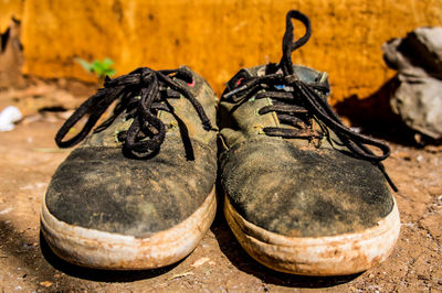 Close-up of abandoned shoes