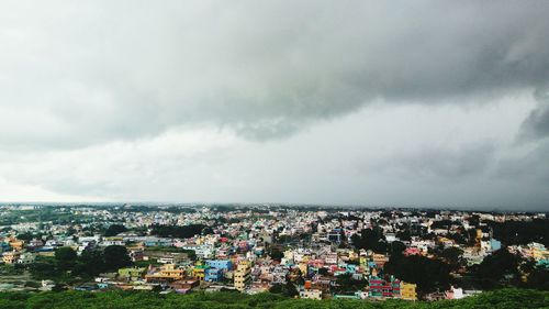 High angle view of townscape against sky