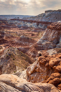 Rock formations on landscape against sky