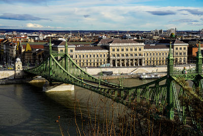 High angle view of buildings in city