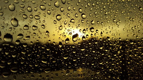 Close-up of water drops on glass