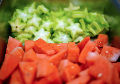 Close-up of chopped vegetables