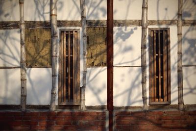 Close-up of windows on the wall