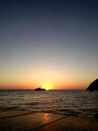 Scenic view of sea at sunset