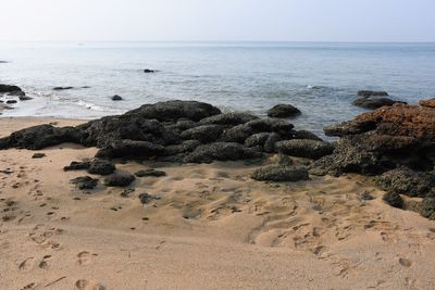 Scenic view of sea against clear sky