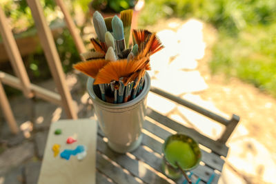 Art therapy, creative hobbies and mindfulness concept. watercolor painting art supplies background.