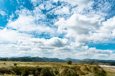 Scenic view of land against sky