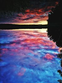 Scenic view of lake against romantic sky