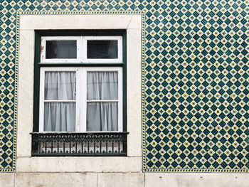 Low angle view of window on building