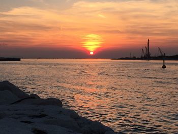 Scenic view of sea during sunset