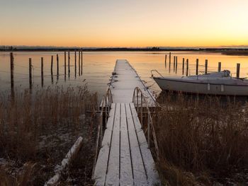 View of lake at sunset