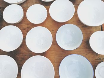 High angle view of bowls on table