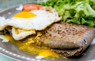 Close-up of meal served in plate