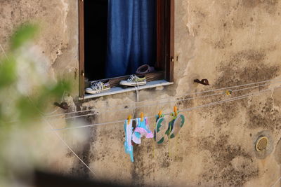 Clothes hanging on clothesline