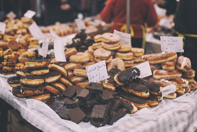 Desserts for sale at market stall