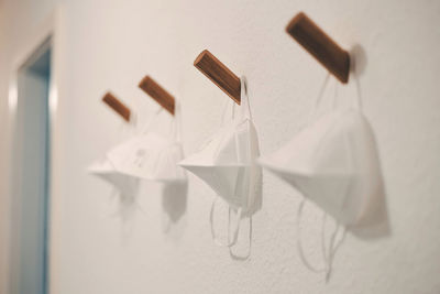 Close-up of clothespin on wall