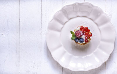 Directly above shot of dessert on table
