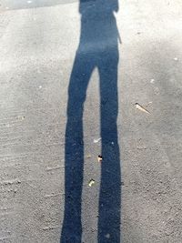 Shadow of person on road