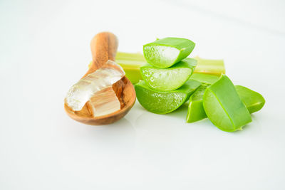 High angle view of vegetables on white background