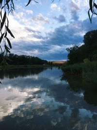 Scenic view of lake against sky