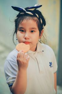 Portrait of boy eating ice cream