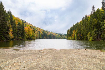 Scenic view of lake against sky