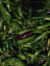 Full frame shot of green chili peppers