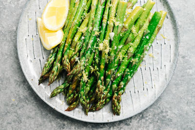 Platter of lemon garlic asparagus
