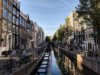 Canal amidst buildings against sky in city