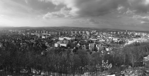 High angle view of townscape against sky