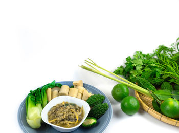 Close-up of food against white background