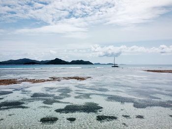 View of sea against cloudy sky