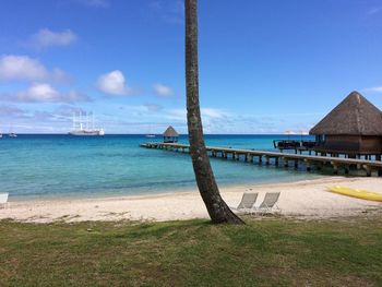 Scenic view of beach against sky