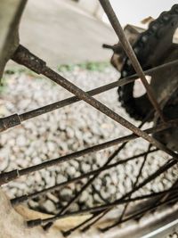 Close-up of rusty metal fence