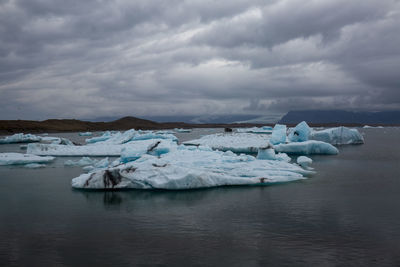 Scenic view of frozen sea against sky