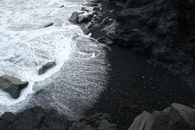 High angle view of sea waves