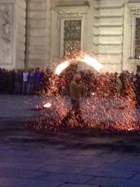 Illuminated lights at night